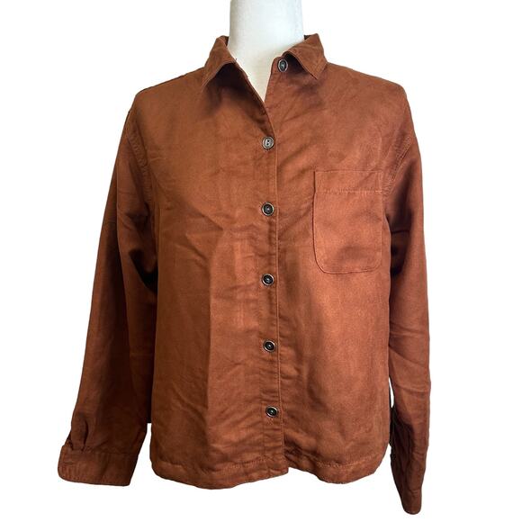 Chico's Tops - Chico’s Long Sleeve Collared Shirt Women’s sz 1 M Brown Fall Buttoned Closure‎